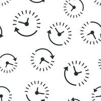 Clock countdown icon seamless pattern background. Time chronometer vector illustration. Watch clock symbol pattern.