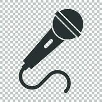 Microphone icon in flat style. Mic broadcast vector illustration on isolated background. Microphone mike speech business concept.