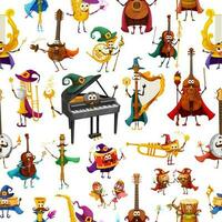 Musical instrument wizard characters pattern vector