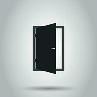 Exit door icon. Vector illustration on isolated background. Business concept open door pictogram.