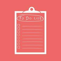 To do list icon with hand drawn text. Checklist, task list vector illustration in flat style on red background.