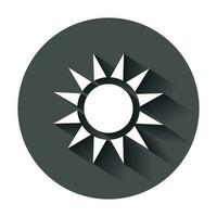 Sun vector icon. Summer sunshine illustration with long shadow. Sun sunlight concept.