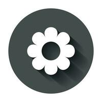 Chamomile flower vector icon in flat style. Daisy illustration with long shadow. Camomile sign concept.