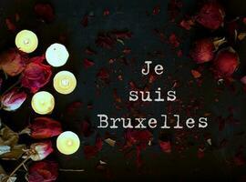 Je suis Bruxelles. I am Brussels. Condolence background dedicated to the victims of terroristic attacks. photo