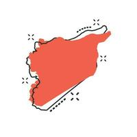 icono de mapa de siria de dibujos animados vectoriales en estilo cómico. Pictograma de ilustración de signo de Siria. concepto de efecto de salpicadura de negocio de mapa de cartografía. vector