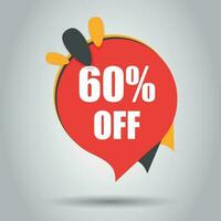 Sale 60 off discount price tag icon. Vector illustration. Business concept price discount pictogram.