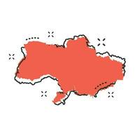 Cartoon Ukraine map icon in comic style. Ukraine illustration pictogram. Country geography sign splash business concept. vector