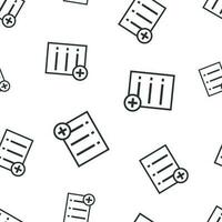 Document seamless pattern background. Business flat vector illustration. Note page sign symbol pattern.