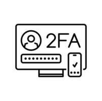 2FA, two factor verification, authentication icon vector