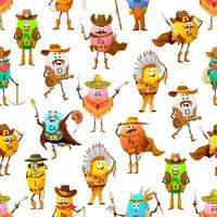 Minerals characters cowboys seamless pattern vector