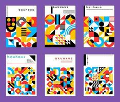 Abstract geometric posters with bauhaus pattern vector