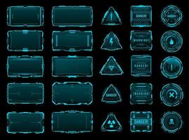 HUD danger and warning interface frames of alert vector