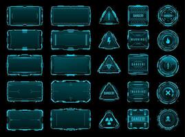 HUD danger and warning interface frames of alert vector