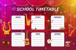 Education timetable with musical instruments vector