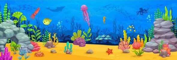 Underwater landscape, sea game level, parallax vector