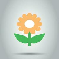 Chamomile flower vector icon in flat style. Daisy illustration on white background. Camomile sign concept.