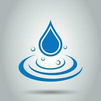 Water drop icon in flat style. Raindrop vector illustration on white background. Droplet water blob business concept.
