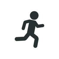 Running people sign icon in flat style. Run silhouette vector illustration on white isolated background. Motion jogging business concept.