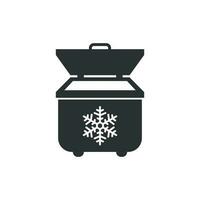 Portable fridge refrigerator icon in flat style. Freezer bag container vector illustration on white isolated background. Fridge business concept.