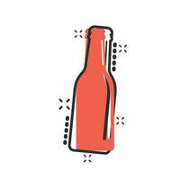 vino de dibujos animados vectoriales, icono de botella de cerveza en estilo cómico. pictograma de ilustración de concepto de botella de alcohol. cerveza, vodka, concepto de efecto de salpicadura de negocio de vino. vector