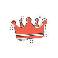 icono de diadema de corona de dibujos animados vectoriales en estilo cómico. pictograma de ilustración de corona de realeza. rey, concepto de efecto de salpicadura de negocios de realeza princesa. vector