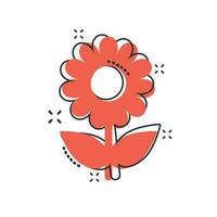 Vector cartoon chamomile flower icon in comic style. Daisy concept illustration pictogram. Camomile business splash effect concept.