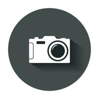 Camera flat vector icon. Illustration with long shadow.