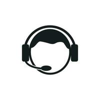 Operator with microphone vector icon. Operator in call center illustration.