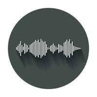 Vector sound waveforms icon. Sound waves and musical pulse vector illustration with long shadow.