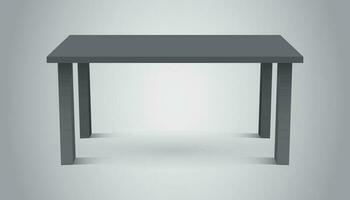Vector 3d table for object presentation. Empty dark top table on gray background.