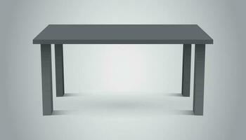 Vector 3d table for object presentation. Empty dark top table on gray background.