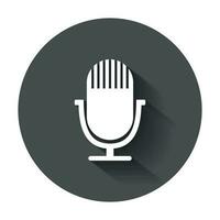 Microphone icon. Flat vector illustration with long shadow.