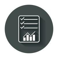 Document with chart symbol. Flat vector illustration with long shadow.