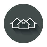 House flat vector icon. Home with long shadow.