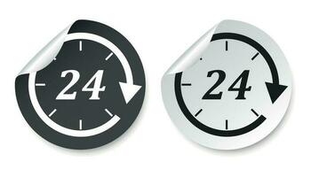 Time sticker icon. Flat vector illustration 24 hours on isolated background.