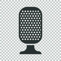 Microphone icon in flat style. Mic broadcast vector illustration on isolated background. Microphone mike speech business concept.