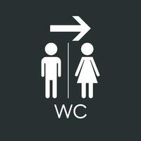 WC, toilet flat vector icon . Men and women sign for restroom on black background.