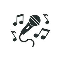 Karaoke music icon in flat style. Microphone speech vector illustration on white isolated background. Audio equipment business concept.