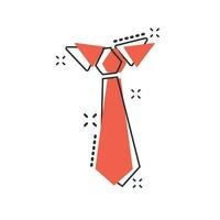 Vector cartoon tie icon in comic style. Necktie sign illustration pictogram. Tie business splash effect concept.