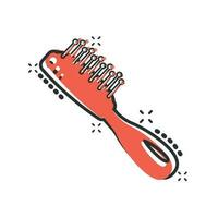 Hair brush icon in comic style. Comb accessory vector cartoon illustration pictogram. Hairbrush business concept splash effect.