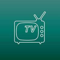 Tv Icon vector illustration in line style on green background. Television symbol for web site design, logo, app, ui.