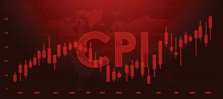 CPI candle stick red line chart Vector