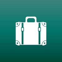maleta plano vector ilustración en verde antecedentes. caso para turismo, viaje, viaje, recorrido, viaje, verano vacaciones.