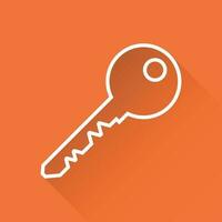 Key Icon vector illustration in flat style isolated on orange background. Unlock line symbol for web site design, logo, app, ui.