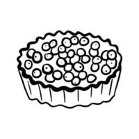 Hand drawn cake with berries isolated on white background. Doodle vector food sketch isolated on white