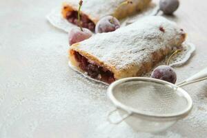 Traditional romanian and moldovan dessert with sour cherries - invertita photo