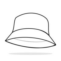 Bucket hat technical fashion illustration. hat template vector illustration. front view. white colour. CARD mockup. Editable stroke.