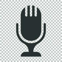 Microphone icon in flat style. Mic broadcast vector illustration on isolated background. Microphone mike speech business concept.