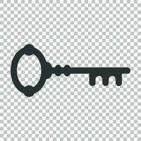 Key icon in flat style. Access login vector illustration on isolated background. Password key business concept.