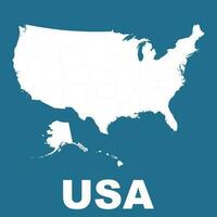 USA map on blue background. Flat vector